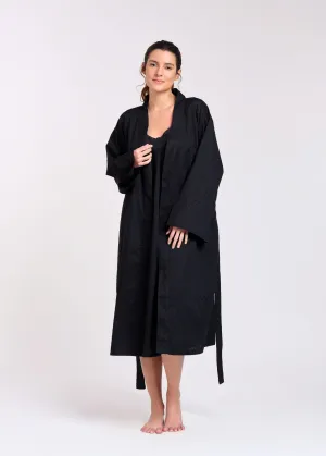 Arabella Dressing Gown Black Hail Spot