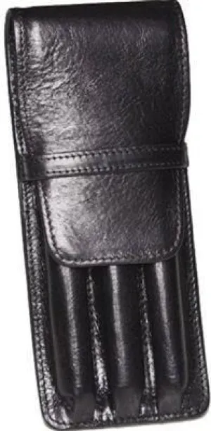 Aston Leather 3 Pen Holder Black