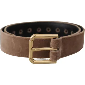 Dolce & Gabbana Elegant Velvet Logo Buckle Belt