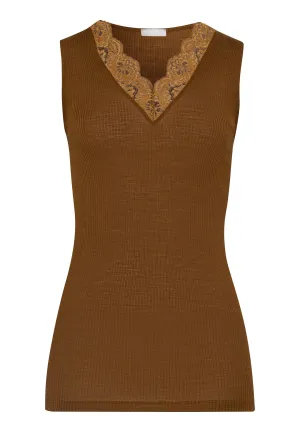 Ellis Fine Ribbed Wool And Silk Tank Top | Gingerbread 70964-1789