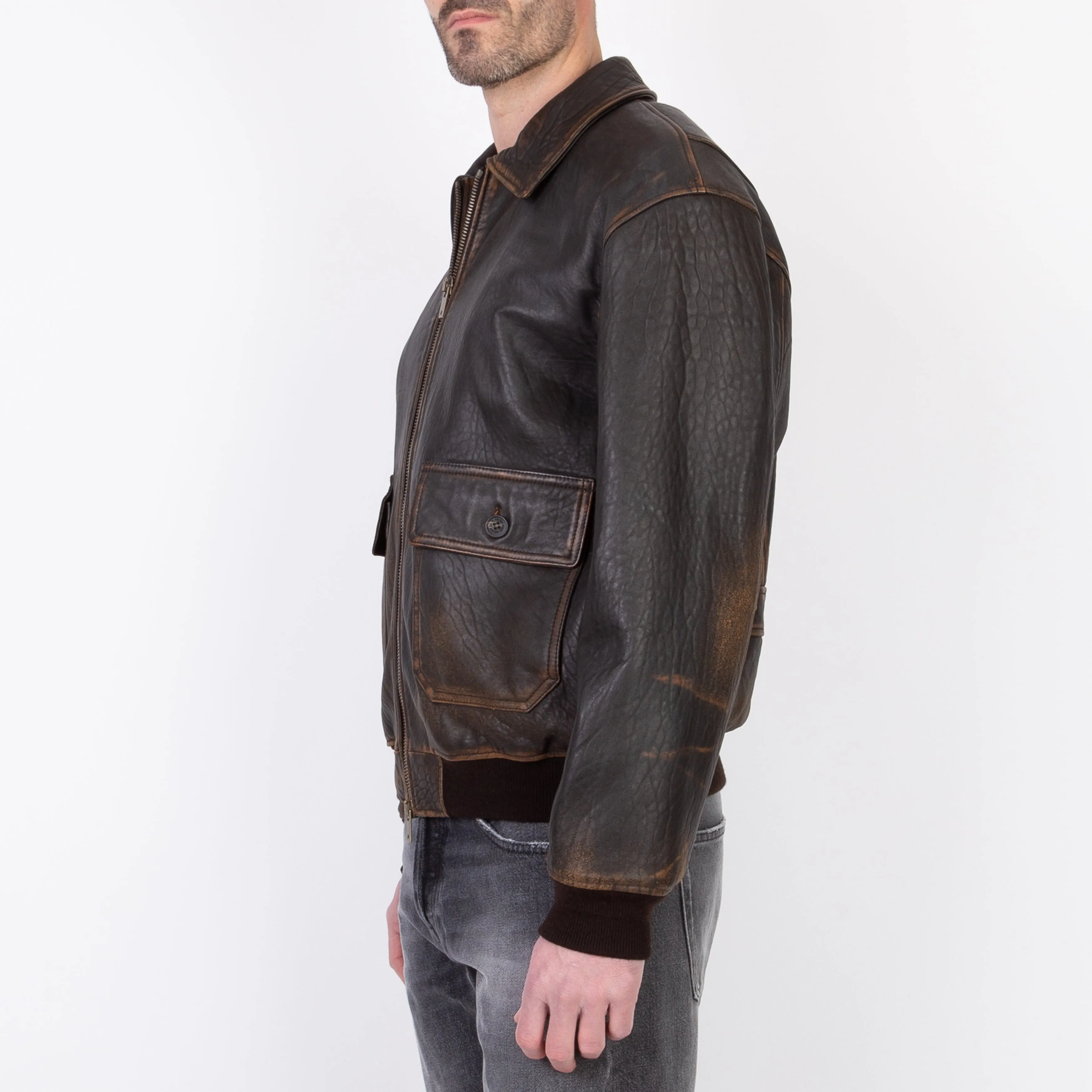 GOLDEN GOOSE LEATHER JACKET GMP01658.P001425.55381 DARK BROWN