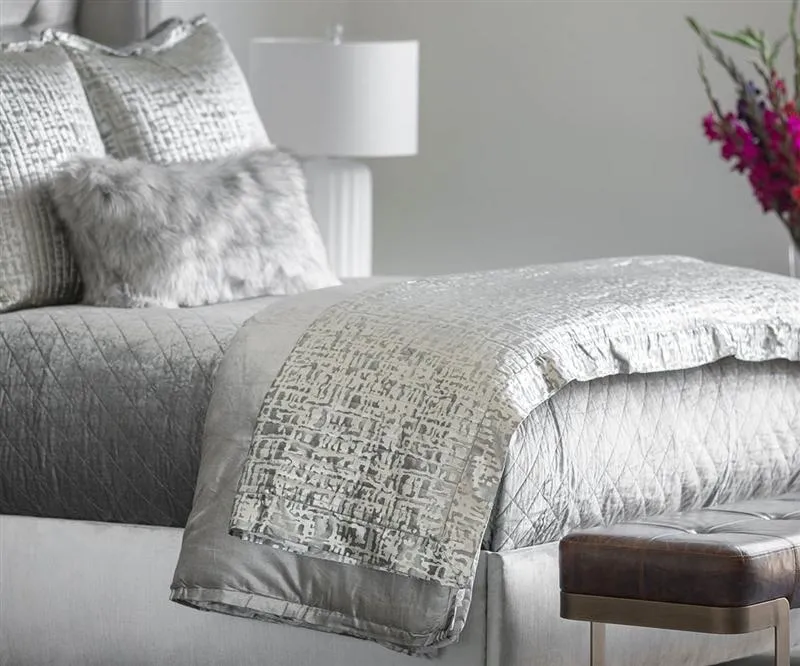 Jolie Silver Quilted Throw & Pillows by Lili Alessandra