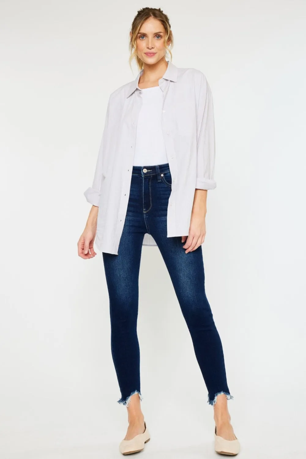 KancanHigh Rise Frayed Ankle Skinny Jeans (Online Exclusive)