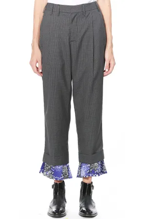 Light Wool and Silk Printed Hem Pants