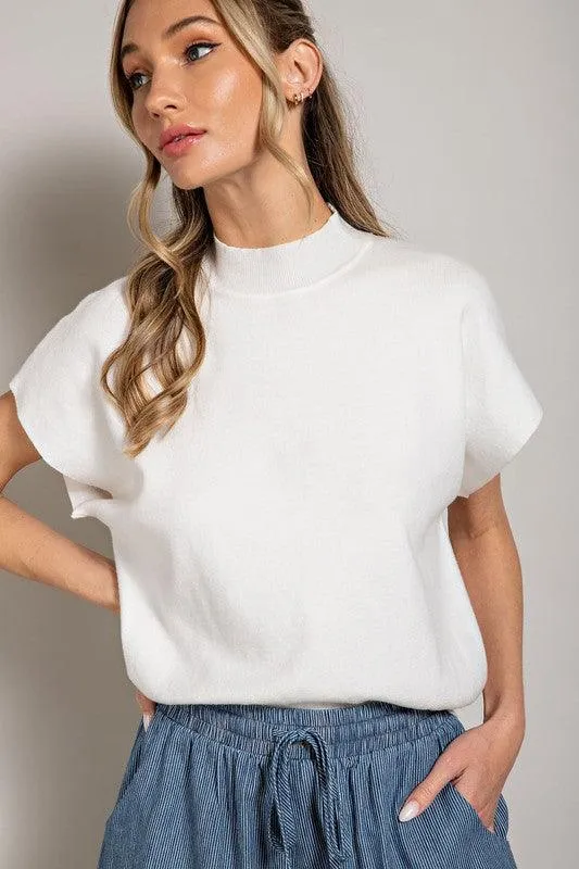 Mock Neck Short Sleeve Top