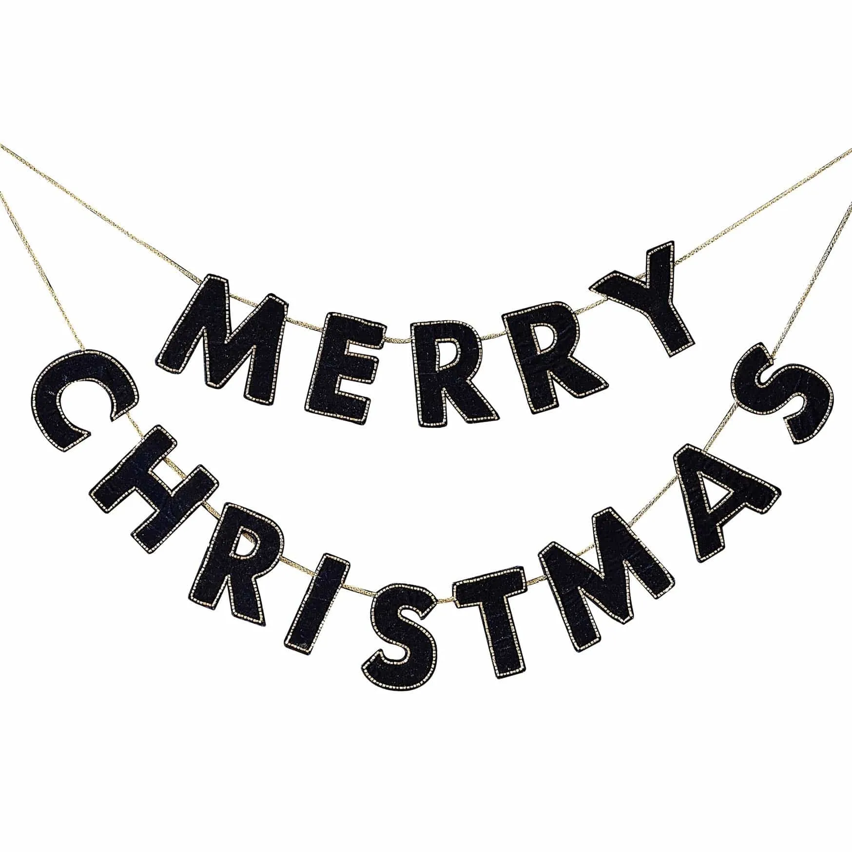 Navy Velvet Beaded Merry Christmas Bunting