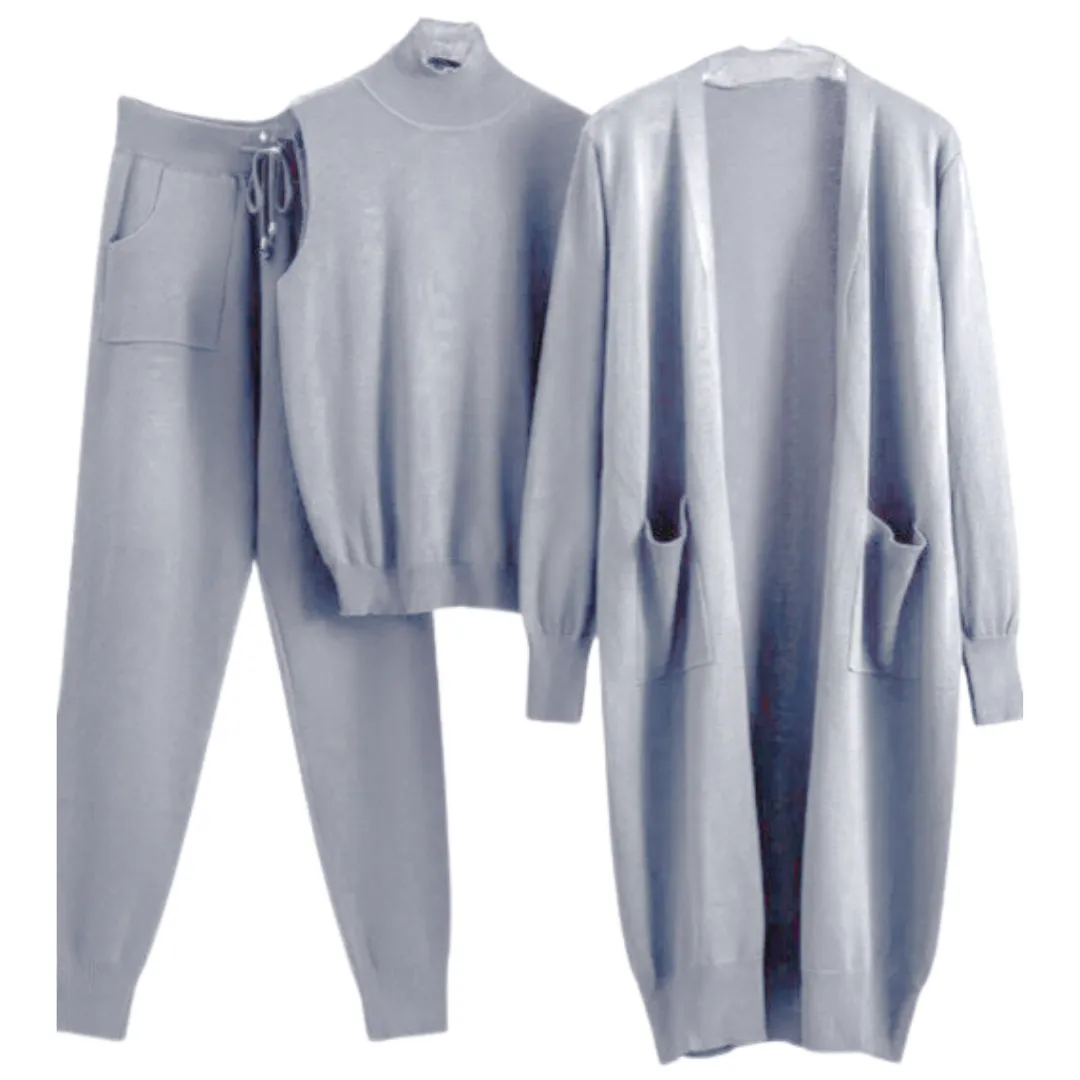 Pre Order: Three-Piece Wool Blend Loungewear Set