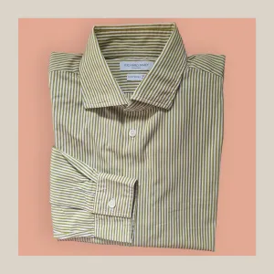 Richard James Saville Row Men’s Khaki Striped Shirt – Size 15 1/2